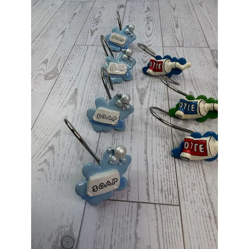 Croscill Toothbrushes Toothpaste Soap GROOMIN Shower Curtain Hooks Discontinued